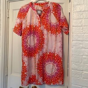 Oliphant orange pattern shift dress